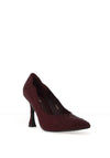 Menbur Scalloped Trim Diamante Encrusted High Heels, Wine