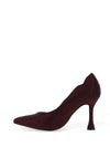 Menbur Scalloped Trim Diamante Encrusted High Heels, Wine