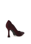 Menbur Scalloped Trim Diamante Encrusted High Heels, Wine