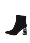 Menbur Metallic Boucle Heeled Ankle Boots, Black
