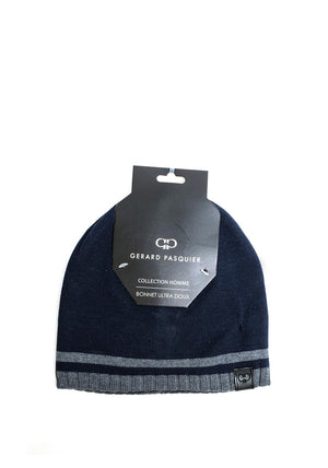 Serafina Men’s Stripe Beanie, Navy & Grey