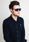 Sur Lux Men’s Blue Polarised Sunglasses, Shiny Black