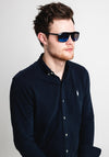 Sur-Lux Men’s Blue Polarised Sunglasses, Shiny Black
