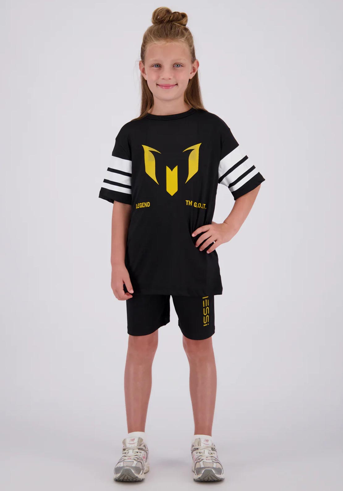 Vingino X Messi Kids Unisex Gold Logo Short Sleeve Tee, Black