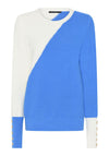 Micha Asymmetric Colour Block Jumper, Blue