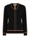 Micha V Neck Colour Block Sweater, Black
