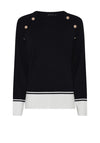 Micha Button Detail Colour Block Jumper, Navy