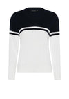 Micha Cable Knit Colour Block Jumper, White and Navy