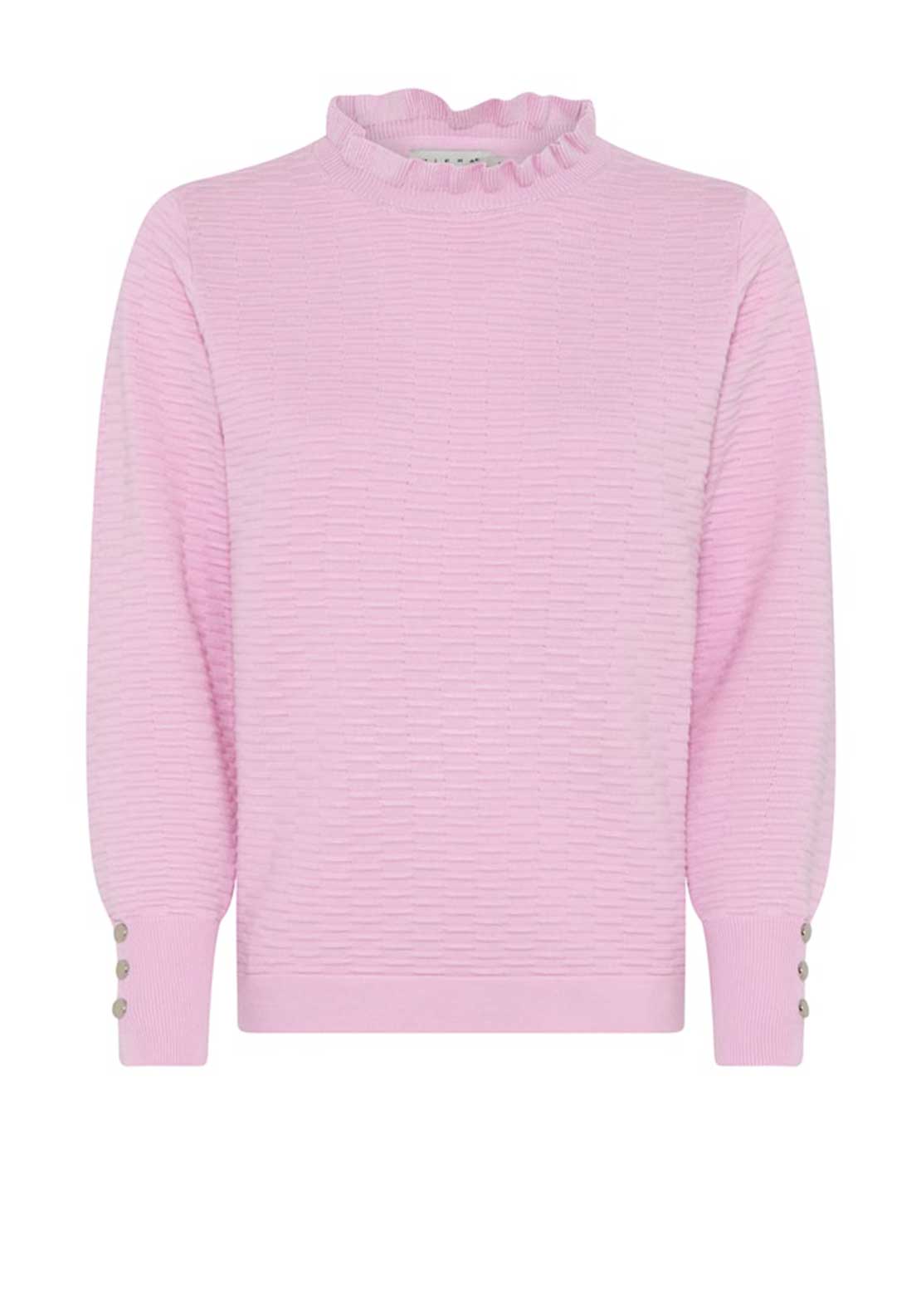 Micha Textured Frill Trim Jumper, Pink