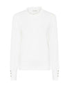 Micha Textured Frill Trim Jumper, Off White