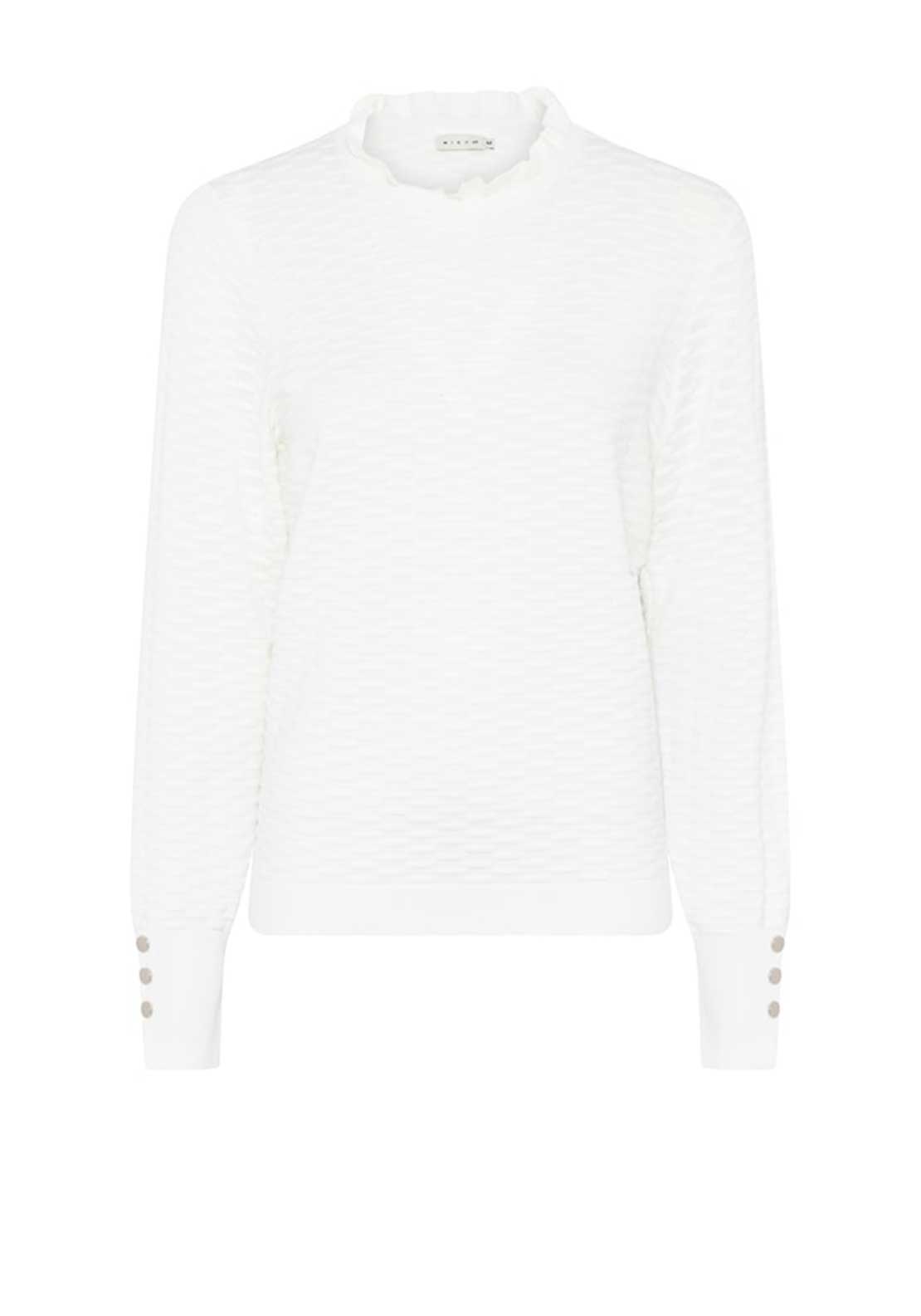 Micha Textured Frill Trim Jumper, Off White