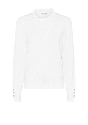Micha Textured Frill Trim Jumper, Off White