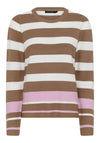 Micha Cotton Blend Striped Knit Jumper, Taupe