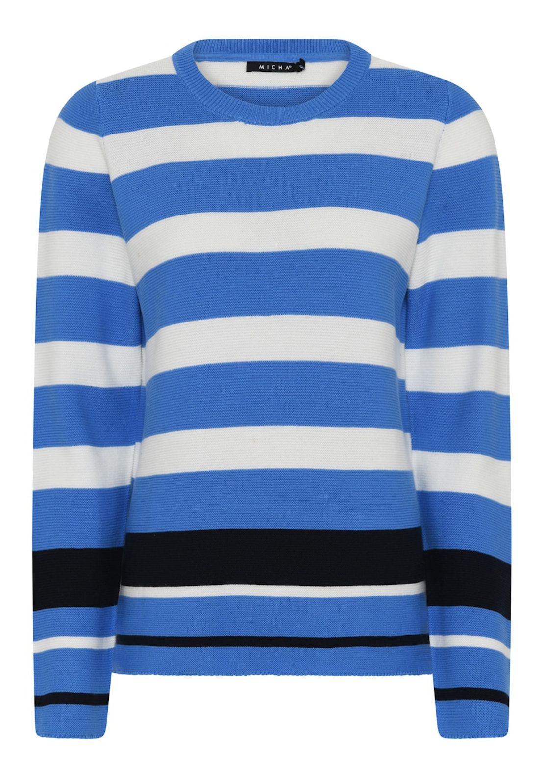 Micha Cotton Blend Striped Knit Jumper, Blue