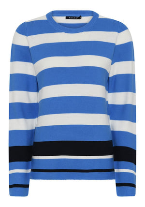 Micha Cotton Blend Striped Knit Jumper, Blue