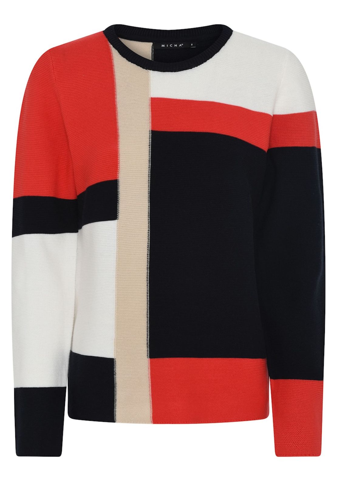 Micha Cotton Blend Colour Block Jumper, Navy Multi