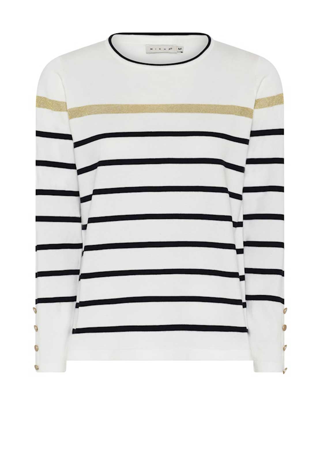 Micha Striped Glitter Detail Sweater, White