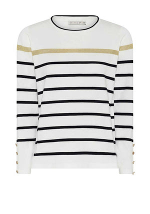 Micha Striped Glitter Detail Sweater, White