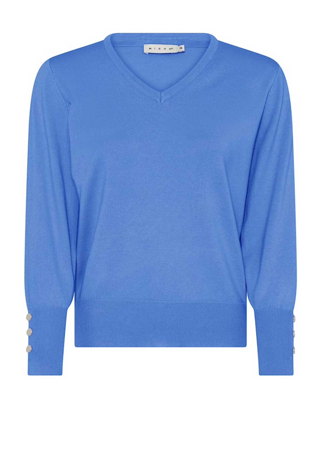 Micha V Neck Viscose Sweater, Blue