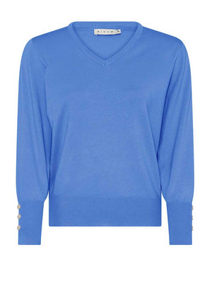Micha V Neck Viscose Sweater, Blue
