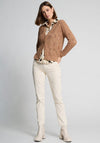 Micha Chunky Wide Knit V Neck Cardigan, Brown