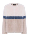 Micha Contrast Stripe Faux Fur Coat, Off White
