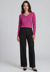 Micha V-Neckline Ribbed Top, Purple