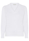 Micha Linen Blend V Neck Jumper, White