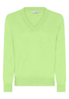 Micha Linen Blend V Neck Jumper, Lime Green