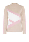 Micha Colour Block Funnel Neck Jumper, Beige