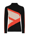Micha Colour Block Funnel Neck Jumper, Black