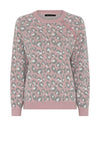 Micha Leopard Printed Button Trim Jumper, Pink