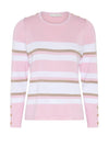 Micha Striped Button Shoulder Knit Sweater, Pink