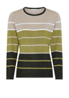 Micha Striped Round Neck Jumper, Green