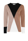Micha Colour Block Knit Jumper, Beige