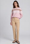 Micha Ribbed with Pattern Jumper, Cream Multi