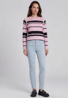 Micha Striped with Button Detail Jumper, Pink Multi
