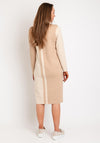 Micha Drawstring Neckline Knit Jumper Dress, Beige