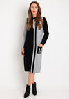 Micha Drawstring Neckline Knit Jumper Dress, Black & Grey