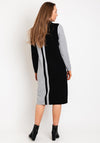 Micha Drawstring Neckline Knit Jumper Dress, Black & Grey