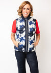 Micha Floral Print Lightweight Padded Gilet, Cream Multi