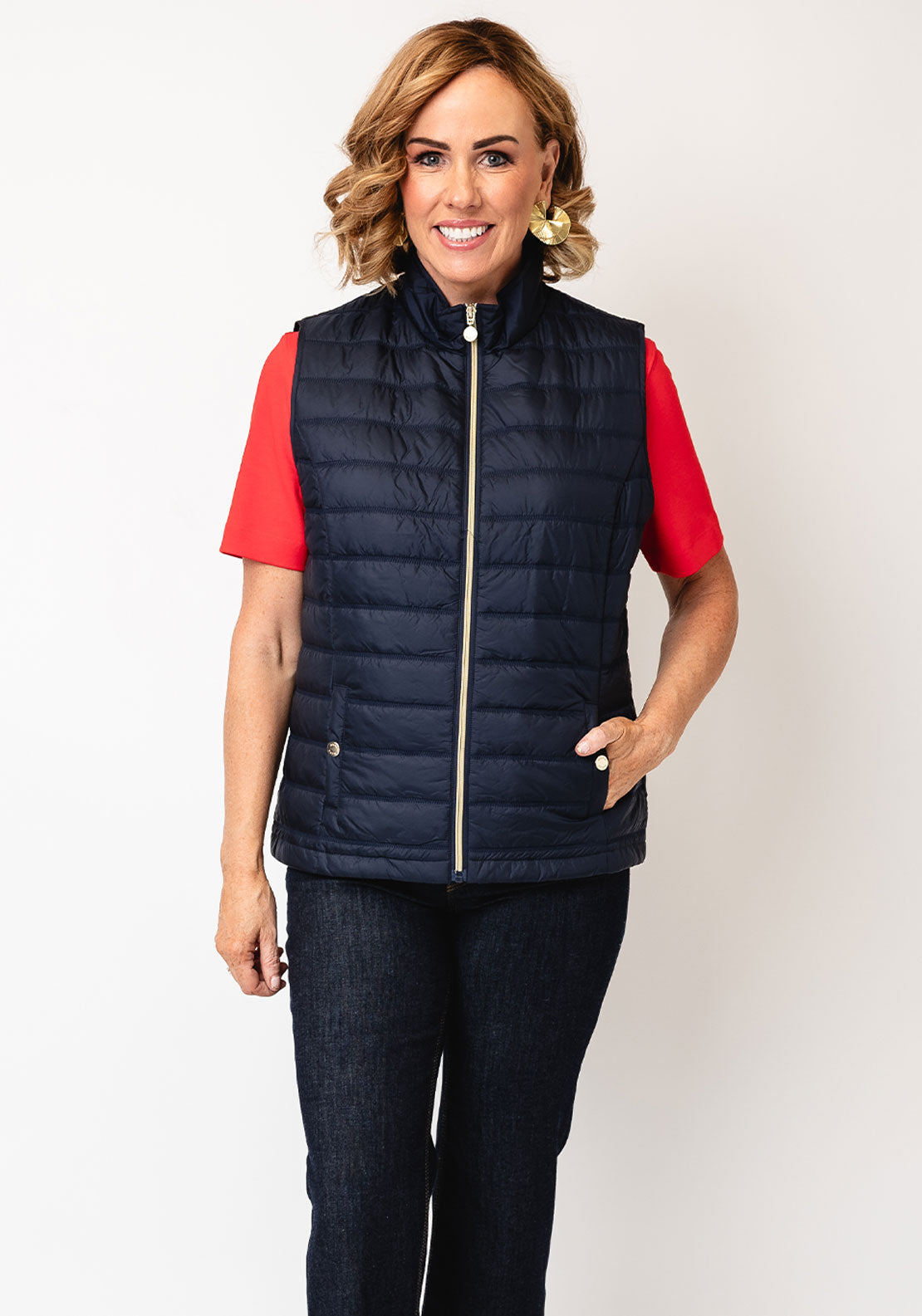 Micha Lightweight Padded Gilet, Navy