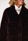 Micha Faux Fur Coat, Burgundy