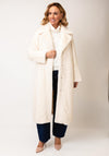 Micha Chevron Faux Fur Long Coat, Cream