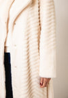 Micha Chevron Faux Fur Long Coat, Cream