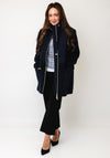 Micha Zip Up Textured Coat, Navy