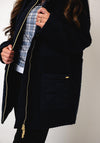 Micha Zip Up Textured Coat, Navy