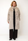 Micha Faux Suede Long Coat, Taupe
