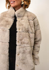 Micha Faux Suede Long Coat, Taupe