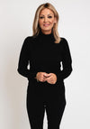 Micha Frilled High Neck Sweater, Black
